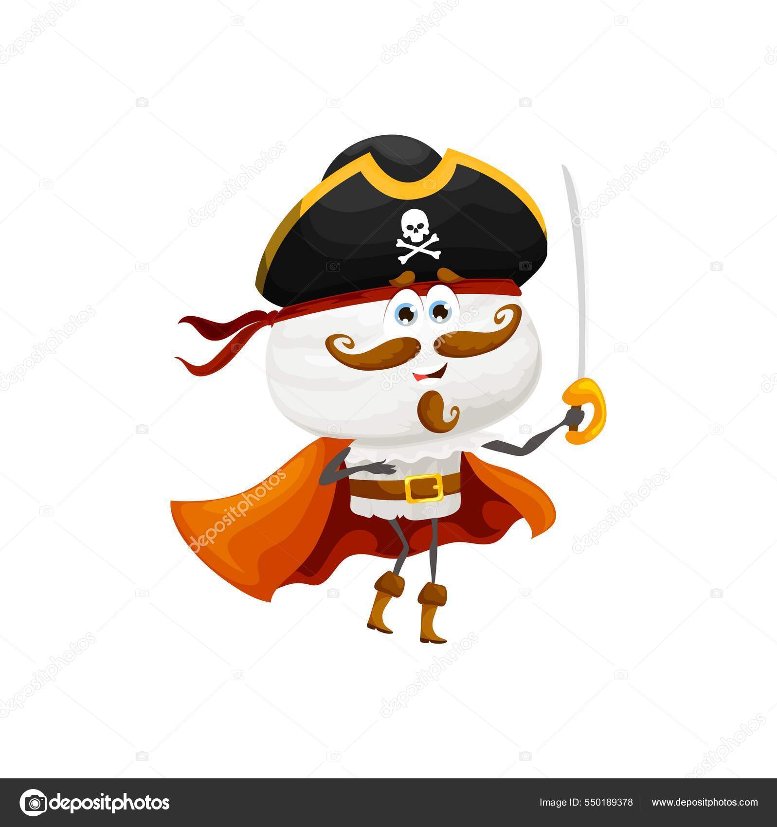 Desenhos Animados Engraçado Champignone Pirata Personagem Cogumelo